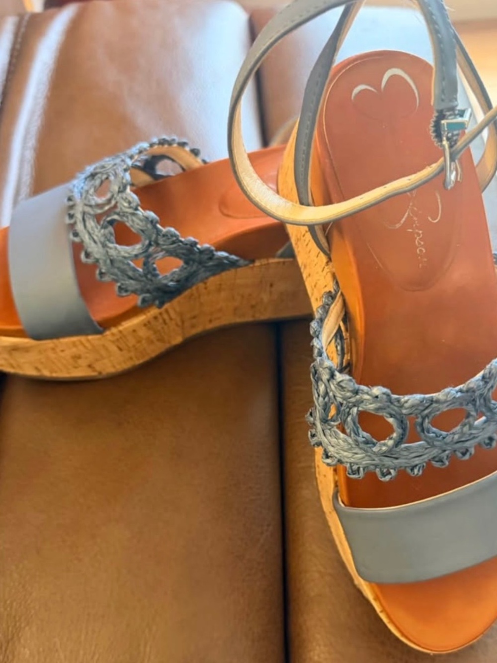 Jessica Simpson blue platform sandals